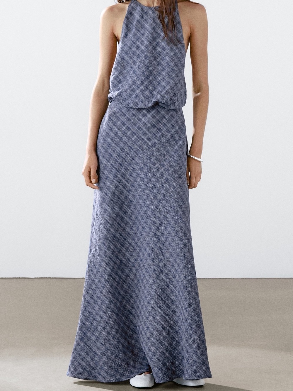Massimo Dutti Navy Plaid Sleeveless Dress - Picture 2 of 8